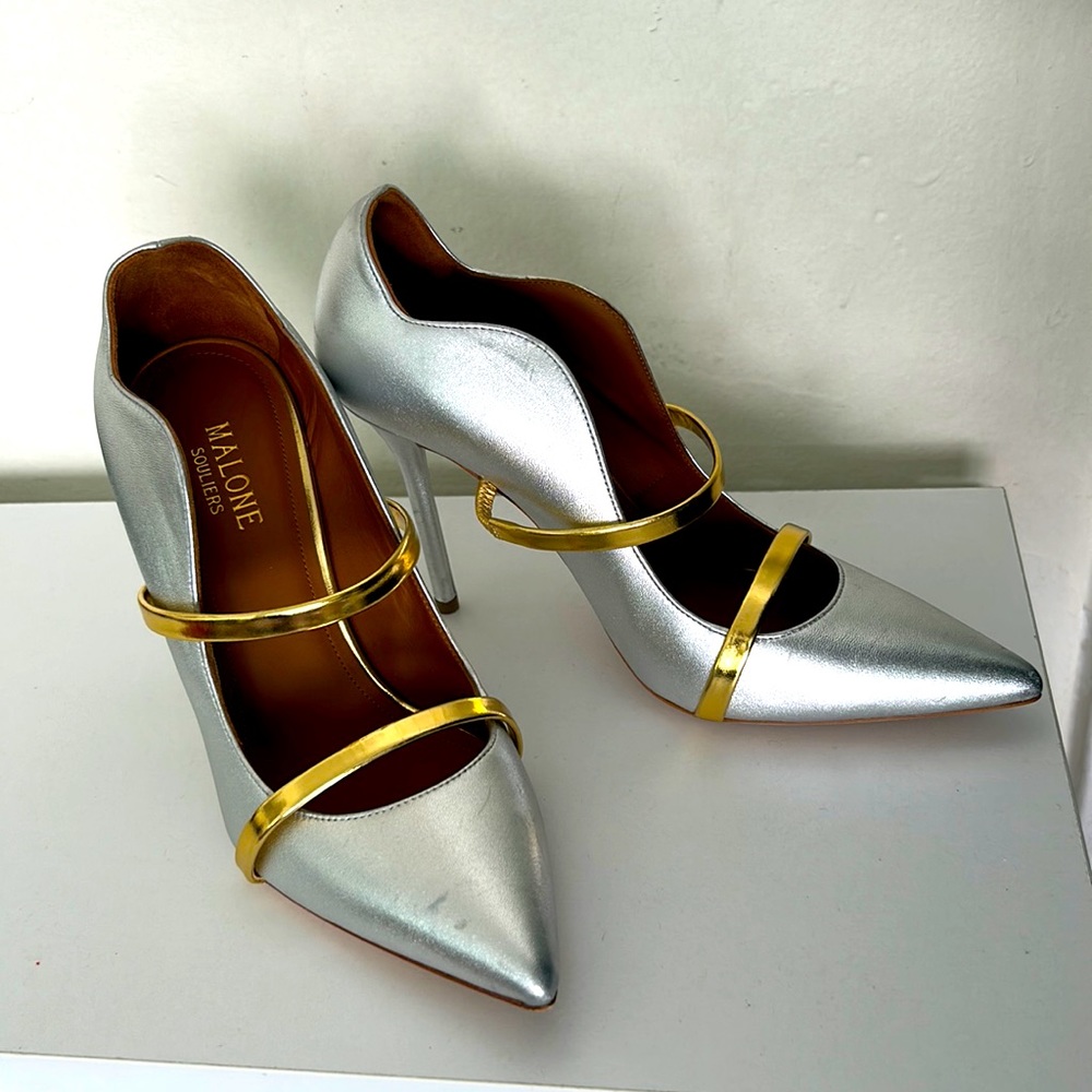 Malone Souliers silver/gold heels
